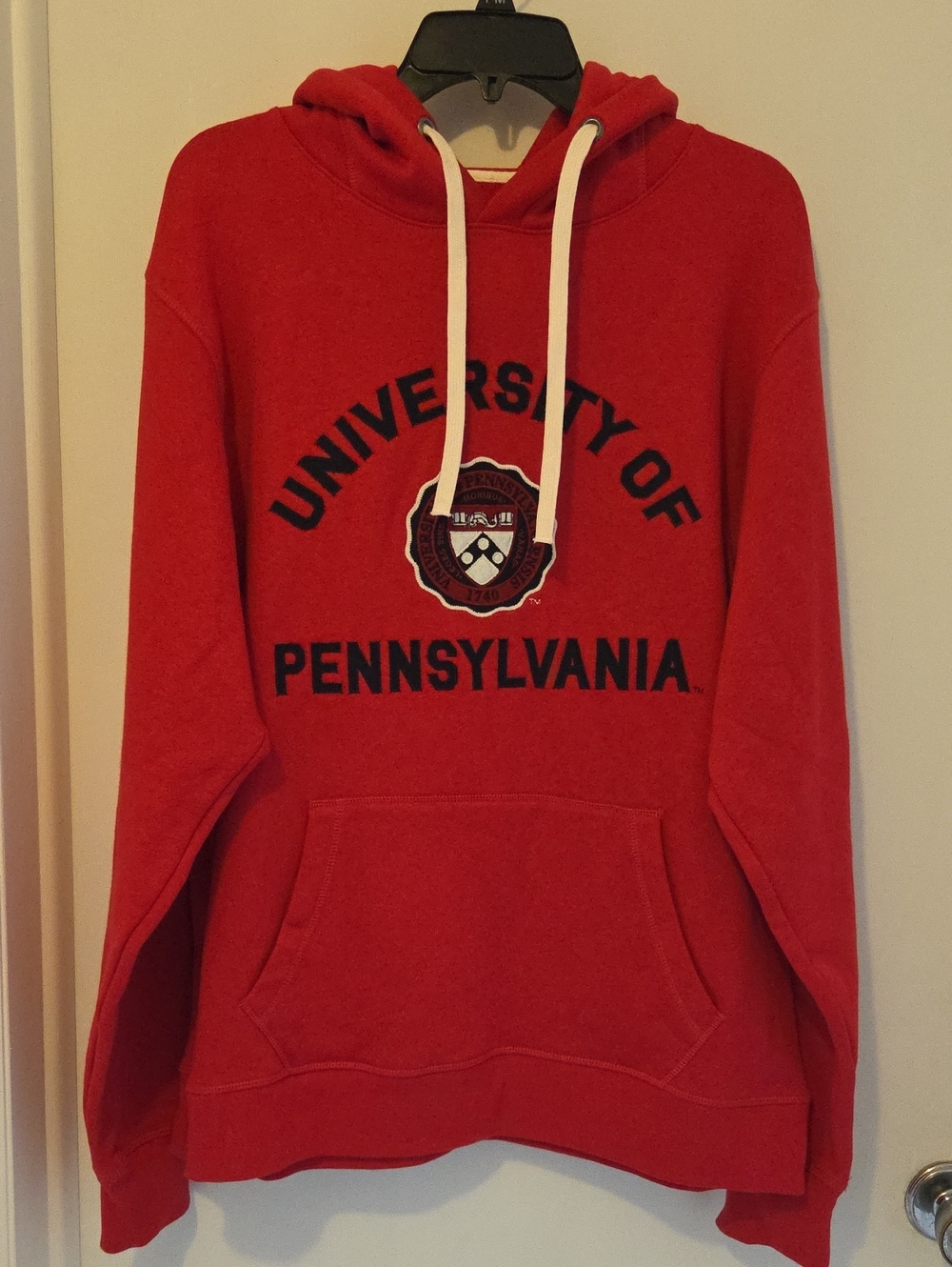 League Red Pennsylania Pullover Hoodie with White Drawstrings NWOT